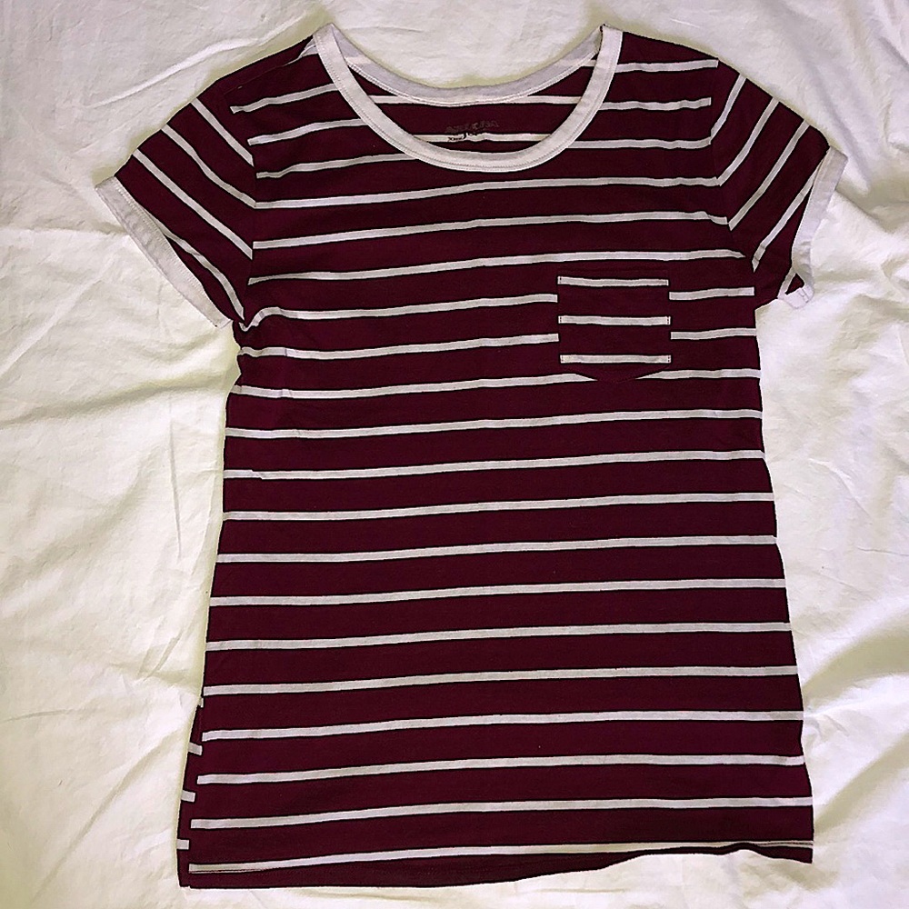 White Striped Maroon T-Shirt